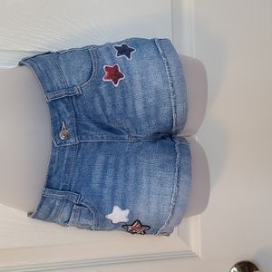 Girl's Lincoln Outfitters distressed shorts size 10 with red white and blue star